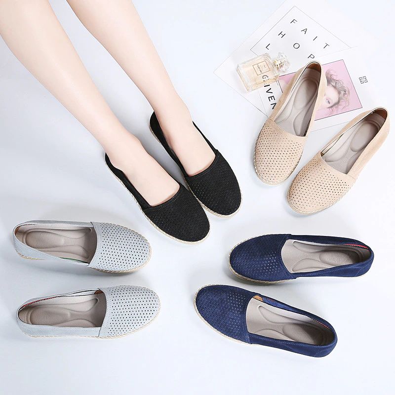 Tellez Dames Platte Ballet Leren Zwarte Schoenen - Zwart