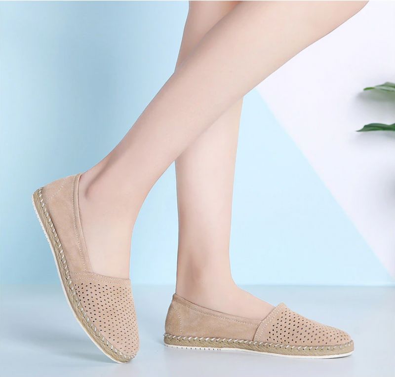 Tellez Dames Platte Ballet Leren Zwarte Schoenen - Zwart