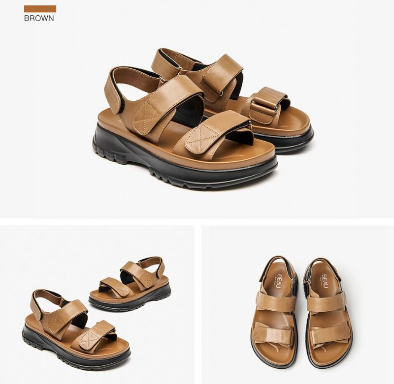Temis Leren Platform Sandaal Voor Dames - Bruin
