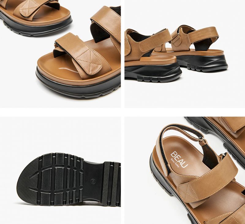 Temis Leren Platform Sandaal Voor Dames - Bruin