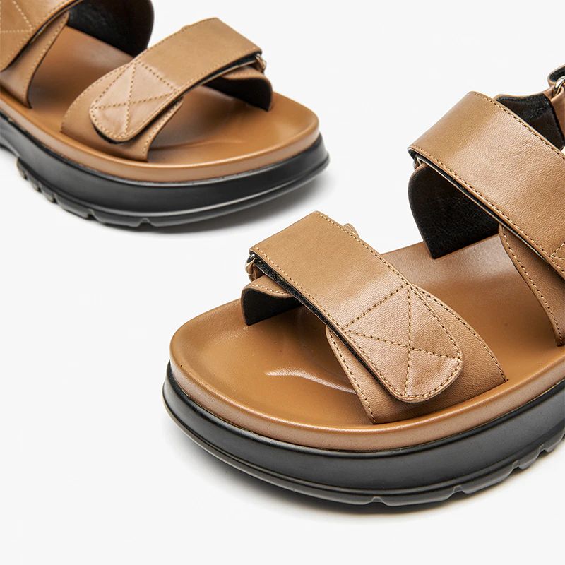 Temis Leren Platform Sandaal Voor Dames - Bruin