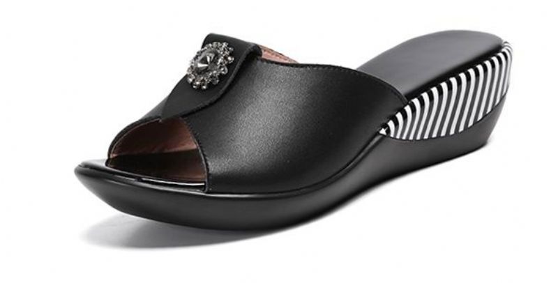 Teresa Dames Antislip Slipper Sandaal - Zwart