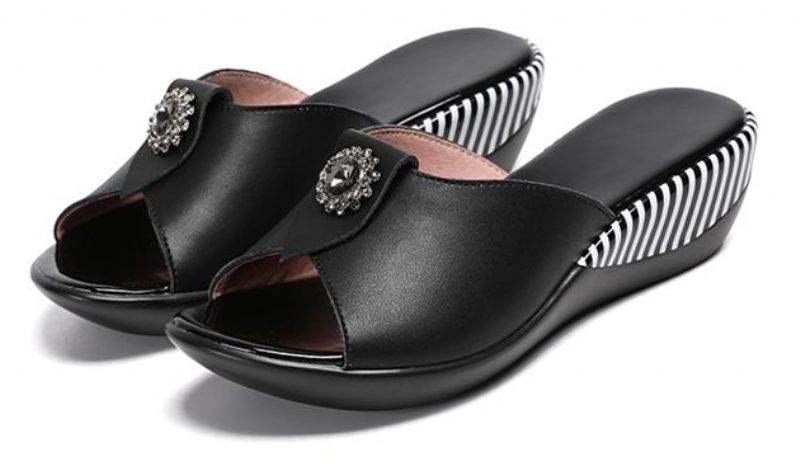 Teresa Dames Antislip Slipper Sandaal - Zwart