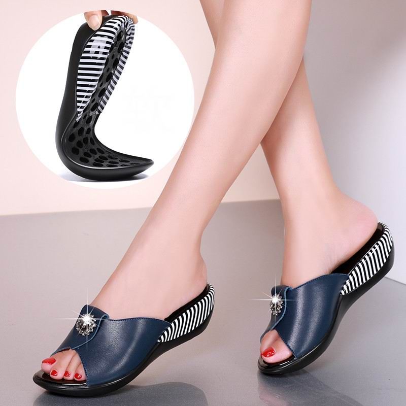 Teresa Dames Antislip Slipper Sandaal - Zwart