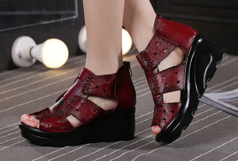 Theodora Dames Wedges - Rood