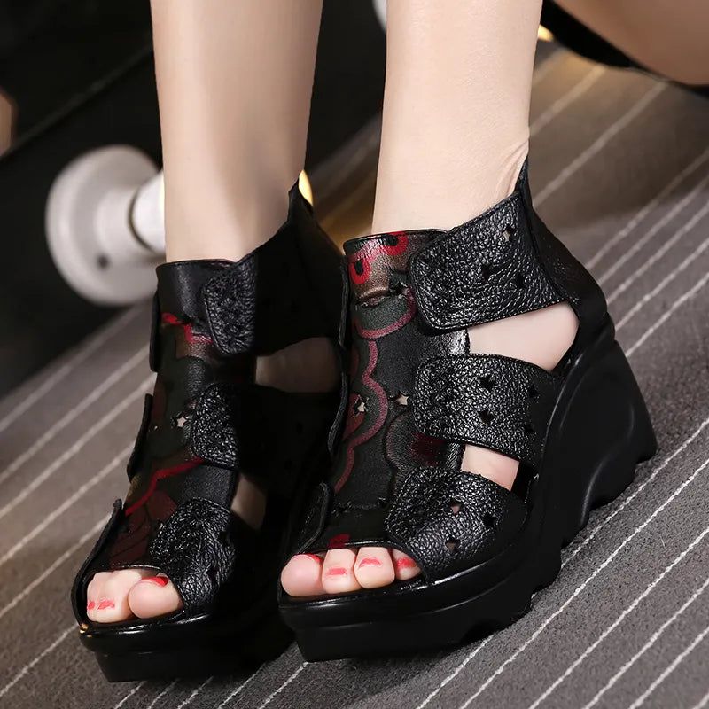 Theodora Dames Wedges - Rood