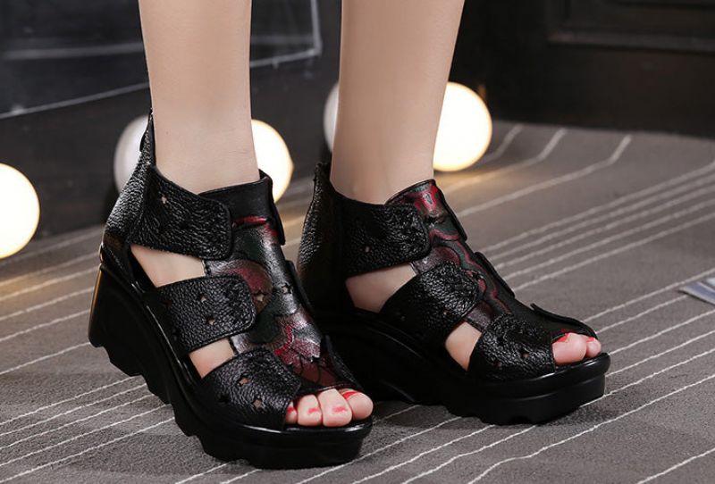 Theodora Dames Wedges - Rood