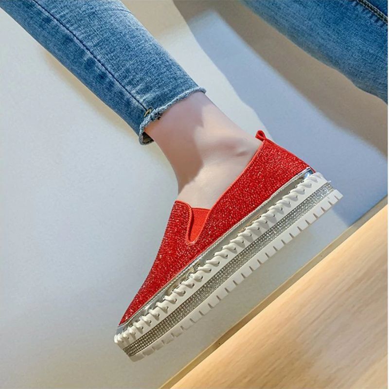 Tintin Dames Platte Schoenen Met Platform - Zwart