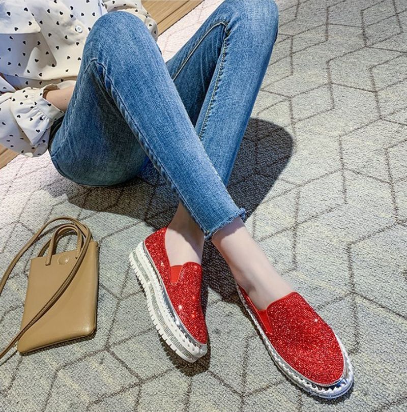 Tintin Dames Platte Schoenen Met Platform - Zwart