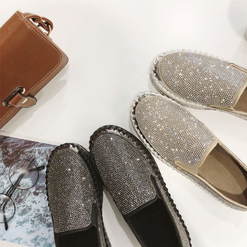 Tintin Dames Platte Schoenen Met Platform - Zwart