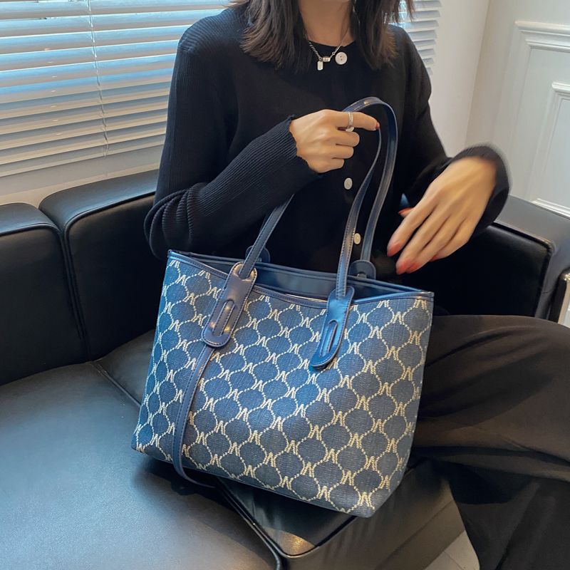 Towny Dames Designer Hoge Capaciteit Tote Handtas - Blauw