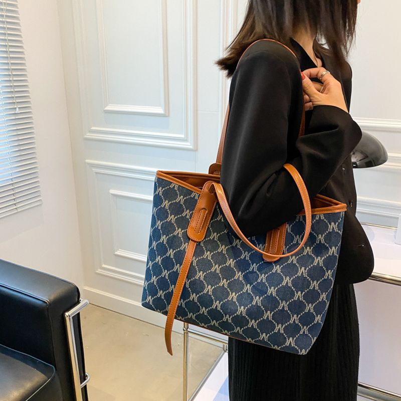 Towny Dames Designer Hoge Capaciteit Tote Handtas - Blauw