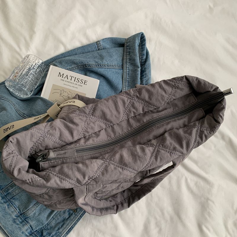 Trillo Dames Gewatteerde Nylon Handtas - Grijs