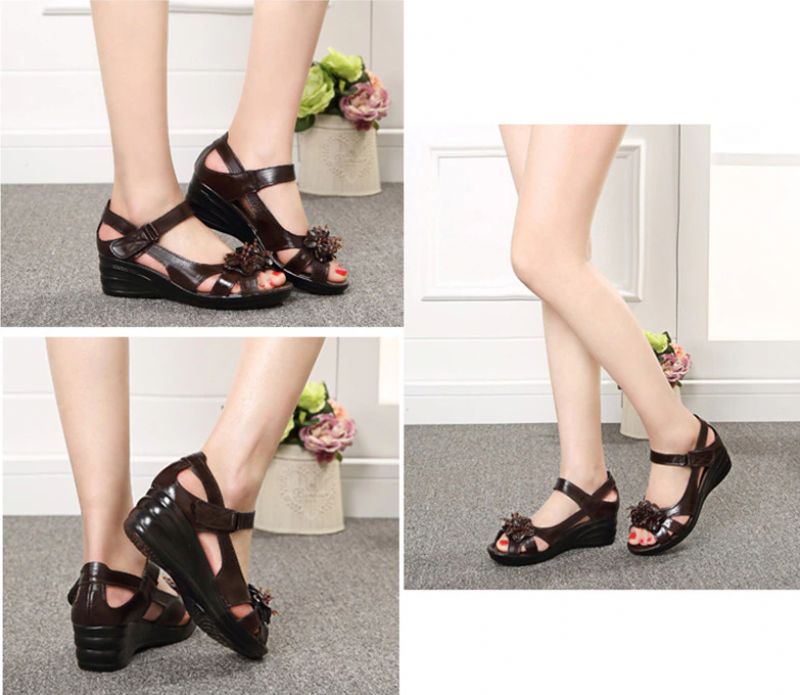 Trina Dames Elegante Wedge Sandaal - Zwart