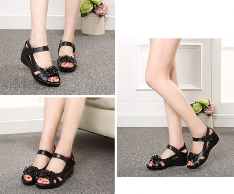 Trina Dames Elegante Wedge Sandaal - Zwart