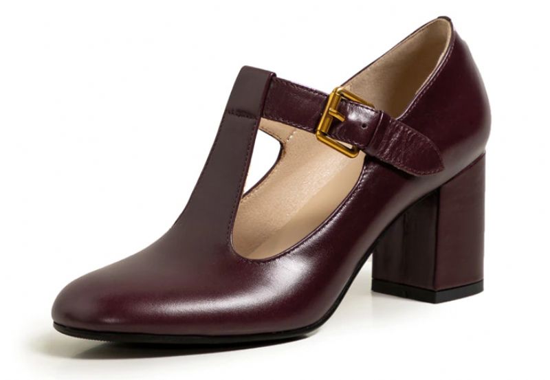 Trina Dames Leren Lente Pumps - Wijnrood