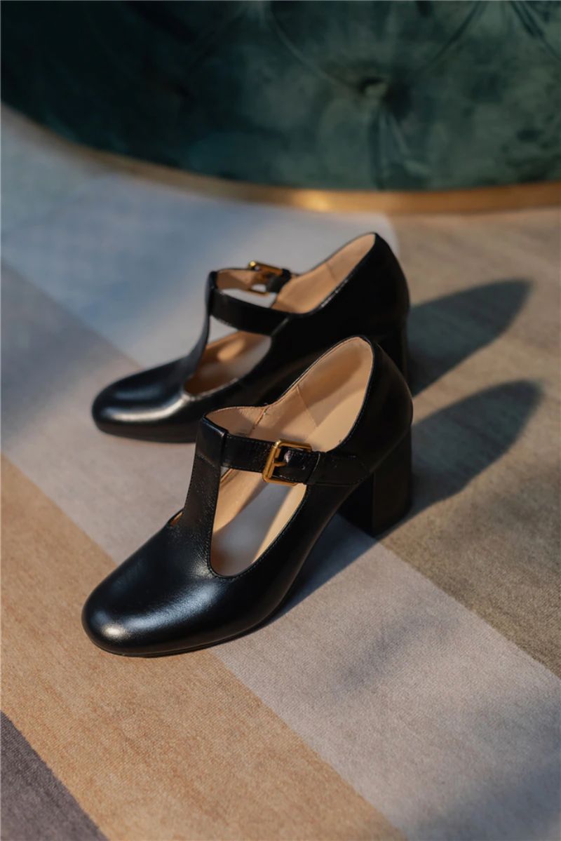 Trina Dames Leren Lente Pumps - Wijnrood