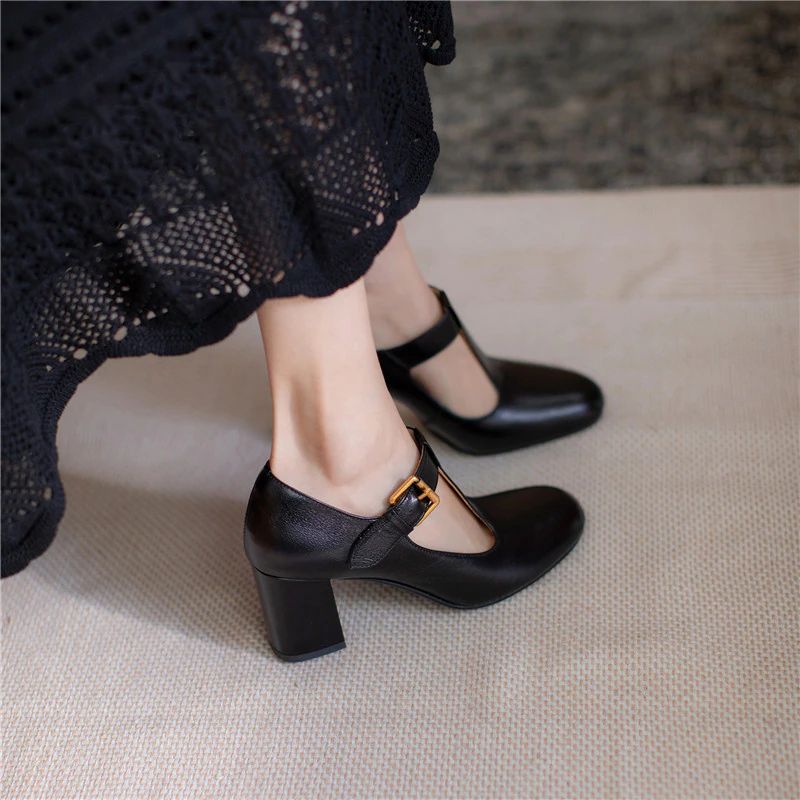 Trina Dames Leren Lente Pumps - Wijnrood
