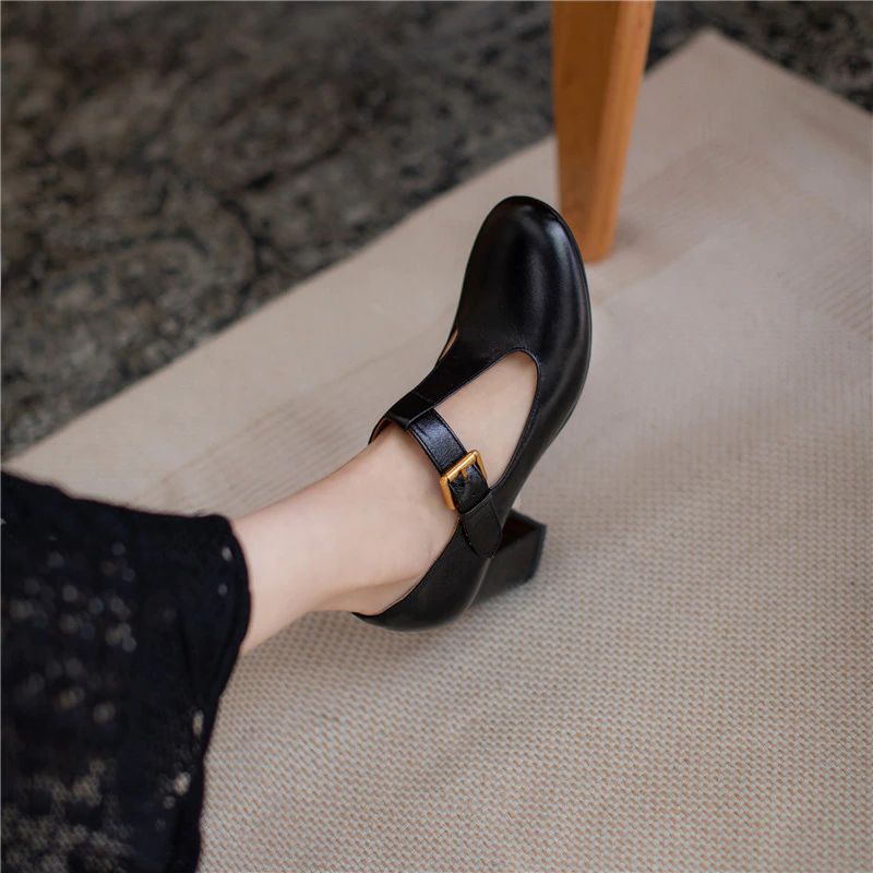 Trina Dames Leren Lente Pumps - Wijnrood