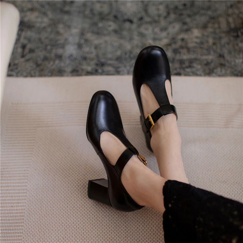 Trina Dames Leren Lente Pumps - Wijnrood