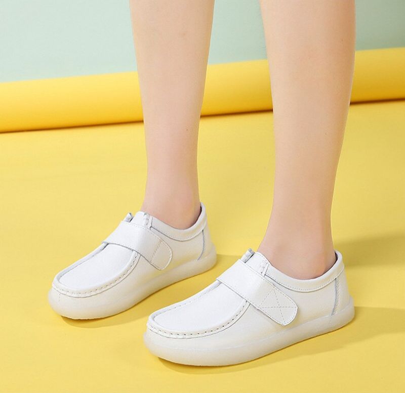 Trina Dames Warme Kunstleren Platte Schoenen - Wit 1