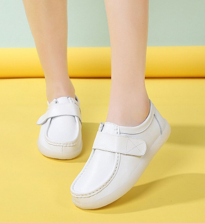 Trina Dames Warme Kunstleren Platte Schoenen - Wit 1