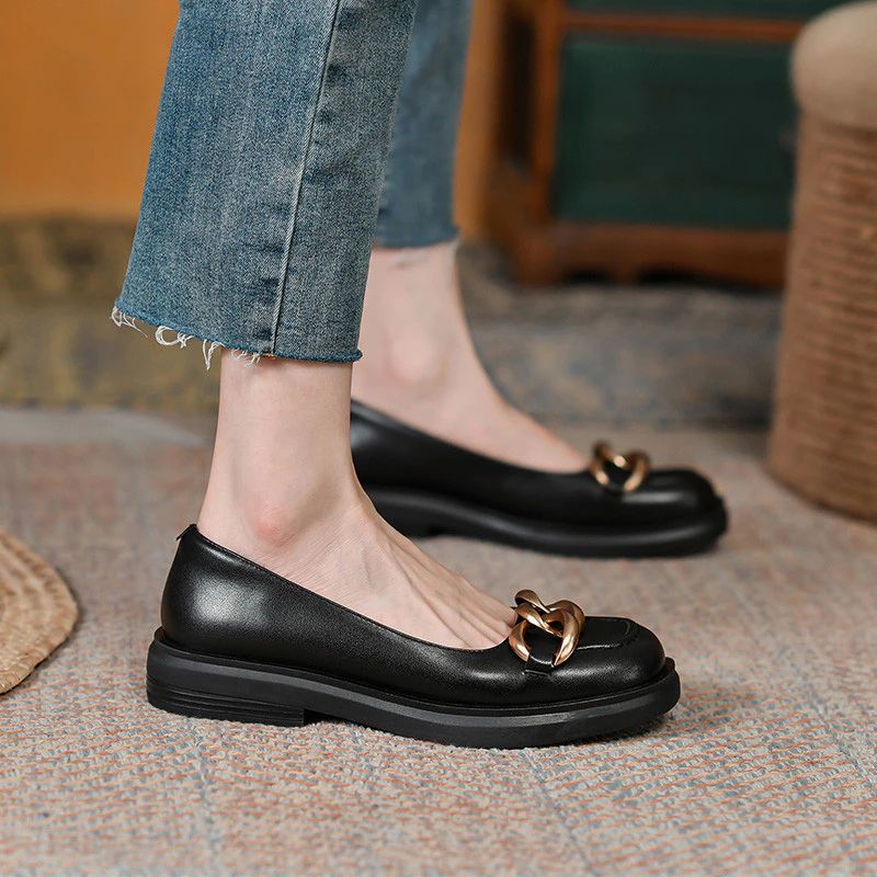 Trina Platte Kettingschoenen Voor Dames - Zwart