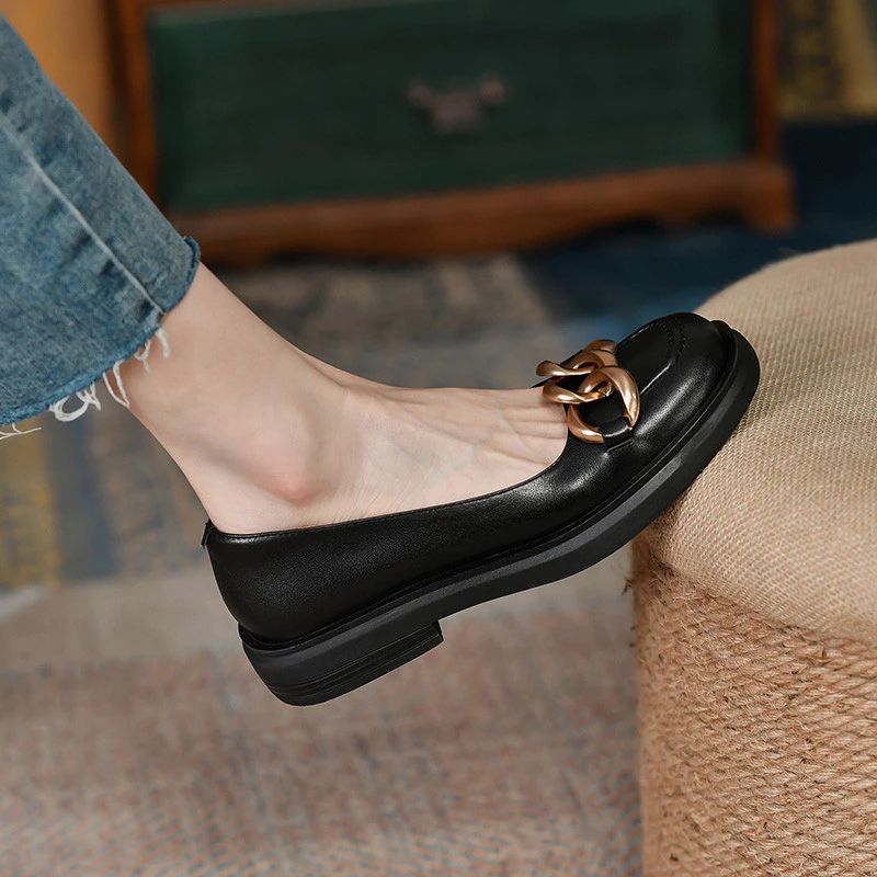 Trina Platte Kettingschoenen Voor Dames - Zwart