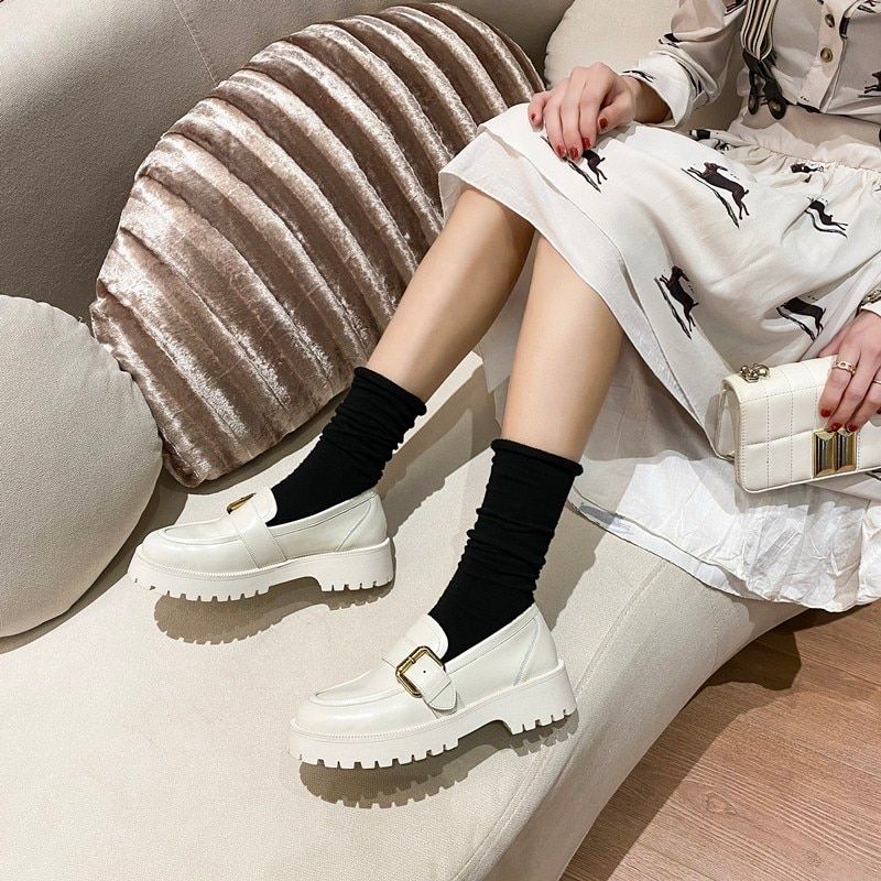 Tula Dames Platform Slip-on Loafer Schoenen - Wit