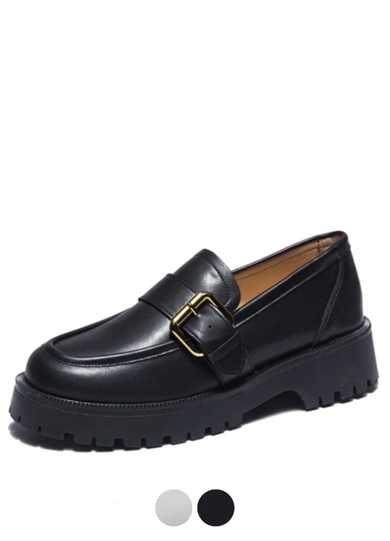 Tula Dames Platform Slip-on Loafer Zwarte Schoenen