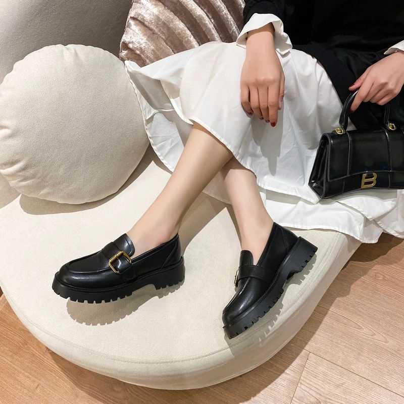 Tula Dames Platform Slip-on Loafer Zwarte Schoenen - Zwart