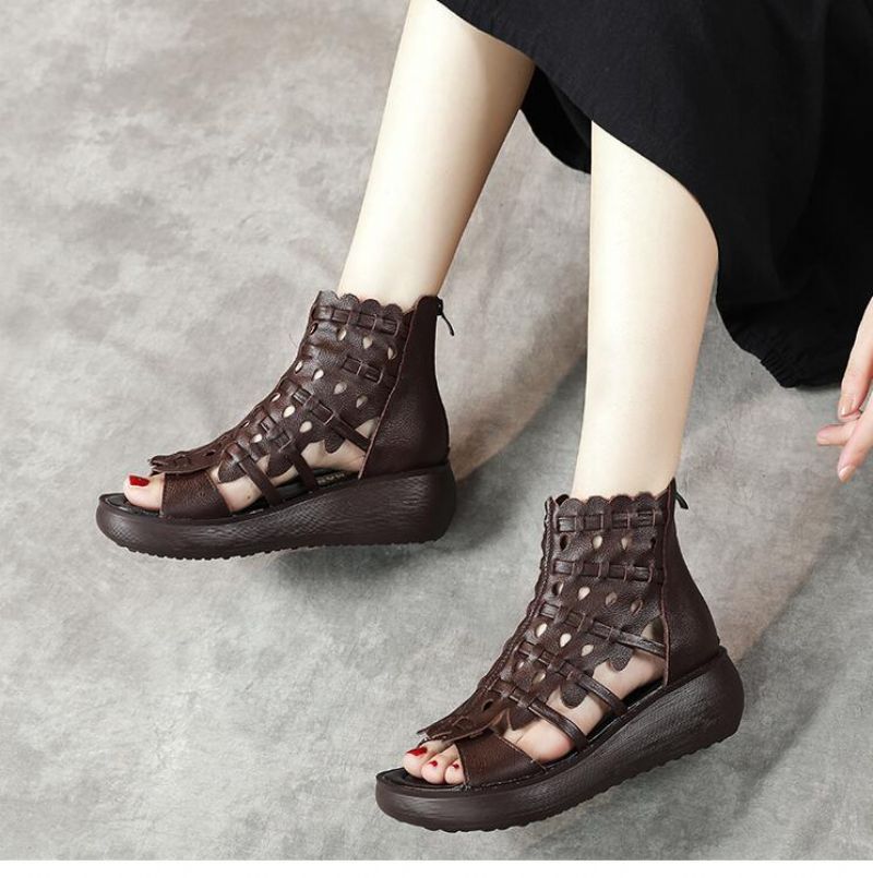 Ursula Dames Open Teen Platform Sandalen - Wit