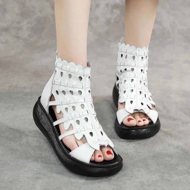 Ursula Dames Open Teen Platform Sandalen - Wit