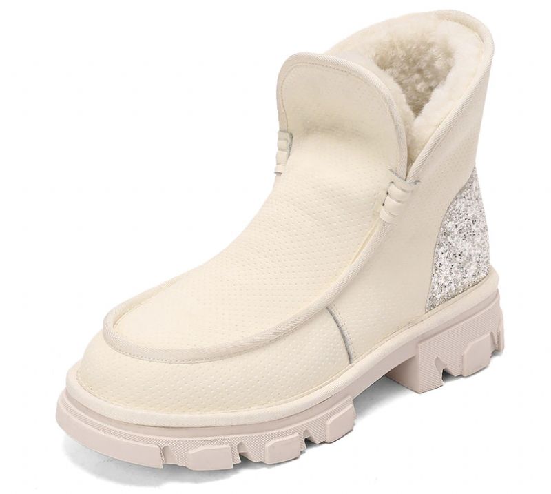 Valcin Dames Warme Wol Enkellaarsjes - Beige