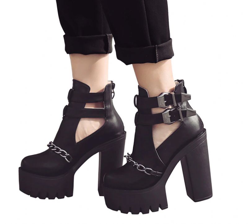 Valdez Dames Platform Hoog Hakschoenen - Zwart