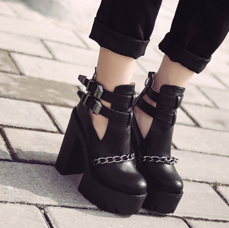 Valdez Dames Platform Hoog Hakschoenen - Zwart