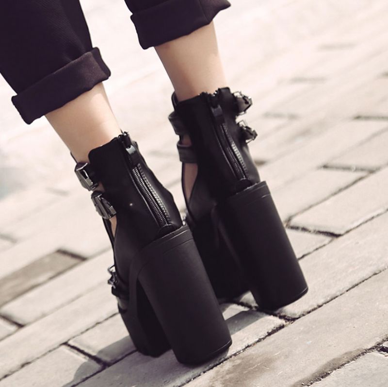 Valdez Dames Platform Hoog Hakschoenen - Zwart