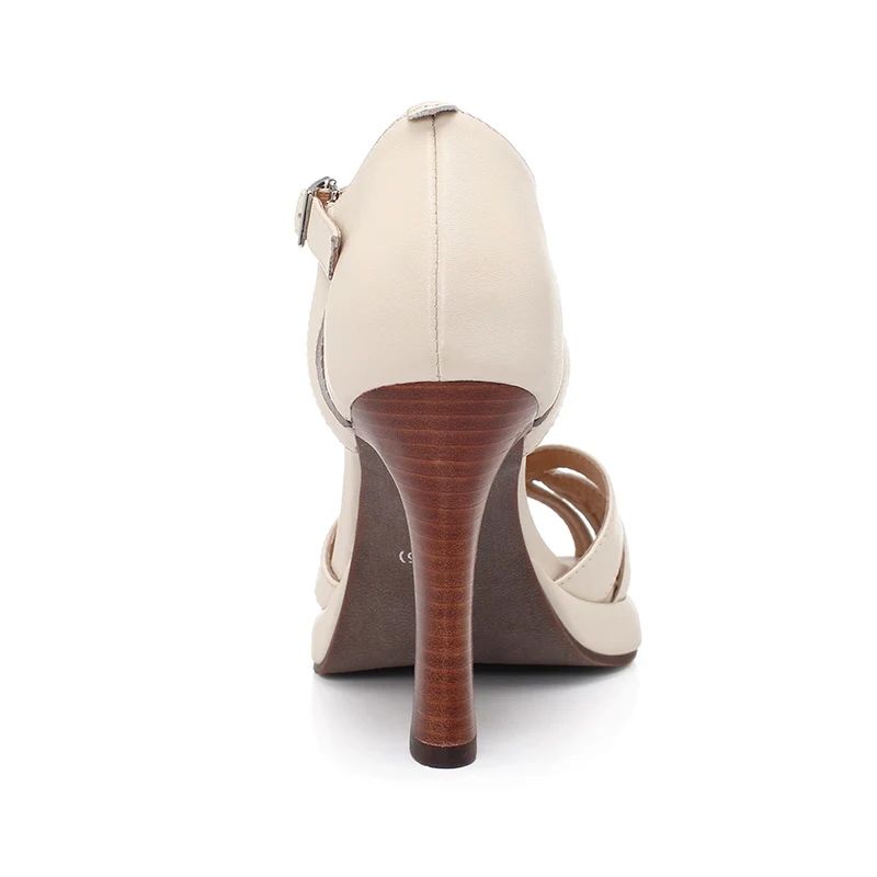 Valentina Dames Peep Toe Dress Sandalen - Abrikoos