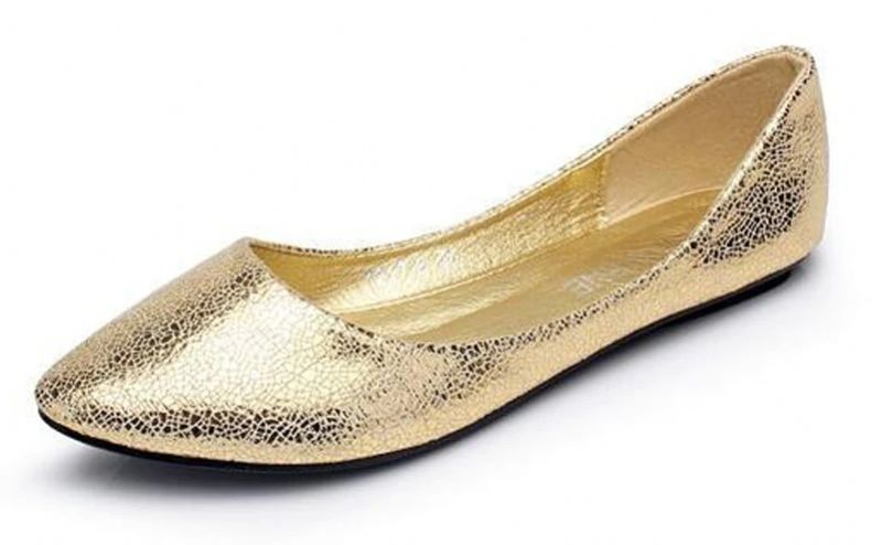 Valentina Dames Puntige Teen Platte Schoenen - Goud