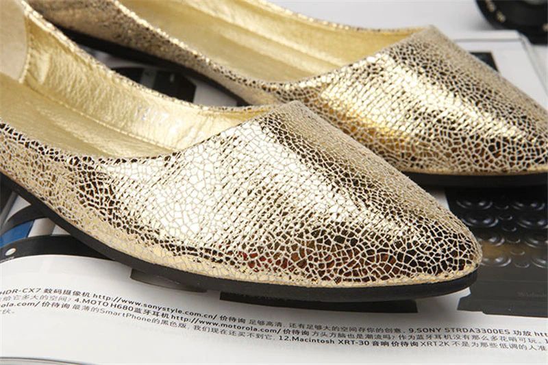 Valentina Dames Puntige Teen Platte Schoenen - Goud