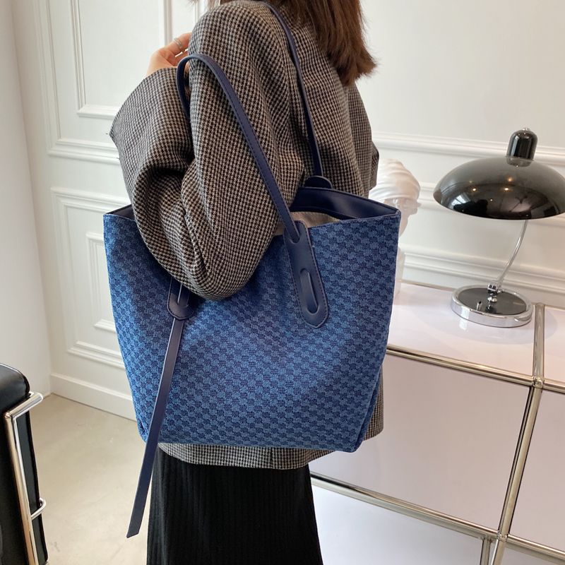 Valenty Dames Grote Stoffen Schouder Handtas - Blauw
