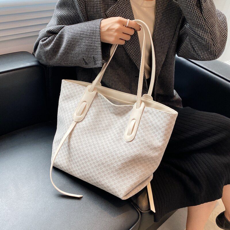 Valenty Dames Grote Stoffen Schouder Handtas - Blauw