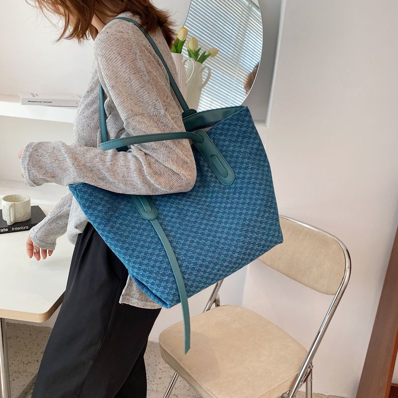Valenty Dames Grote Stoffen Schouder Handtas - Blauw