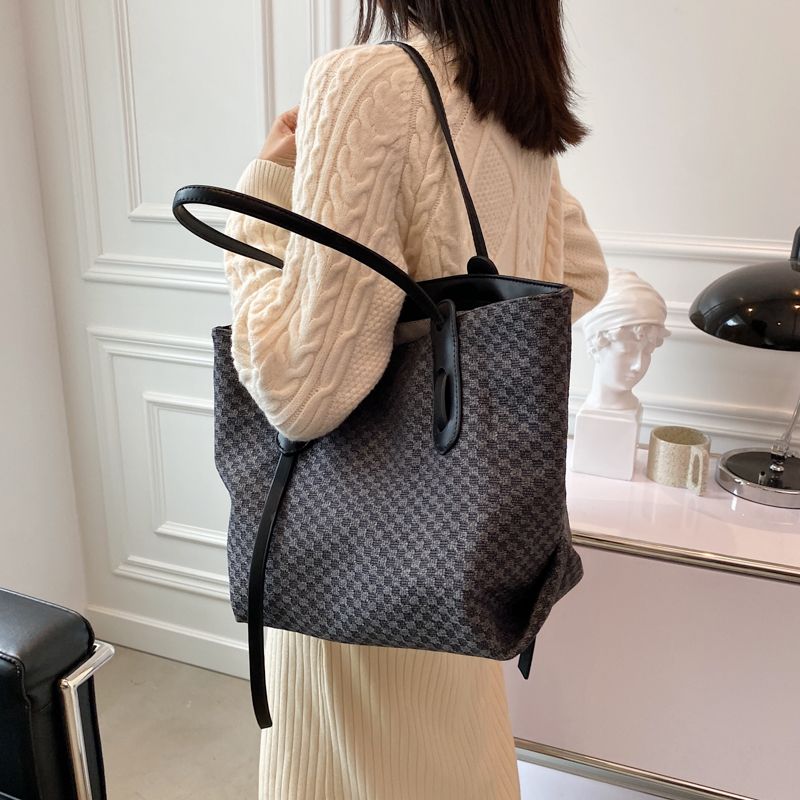 Valenty Dames Grote Stoffen Schouder Handtas - Blauw