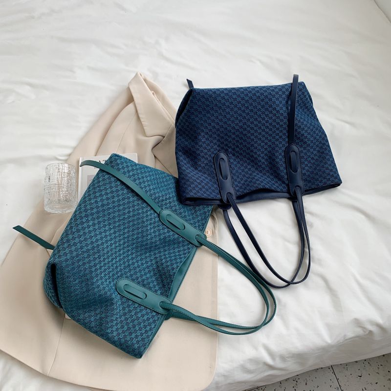 Valenty Dames Grote Stoffen Schouder Handtas - Blauw