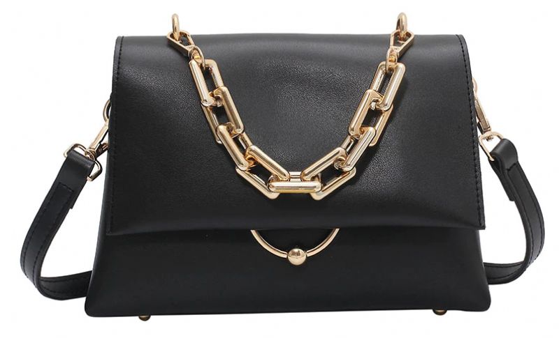 Venia Dames Leren Flap Crossbody Handtas - Zwart