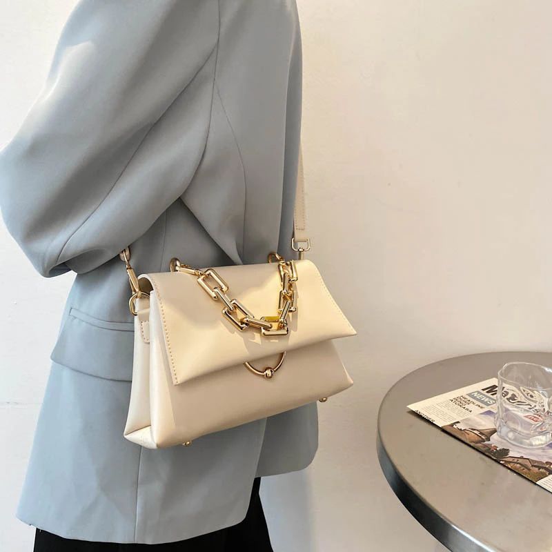 Venia Dames Leren Flap Crossbody Handtas - Zwart