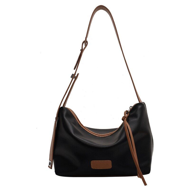 Vennus Dames Leren Designer Crossbody Handtas - Zwart