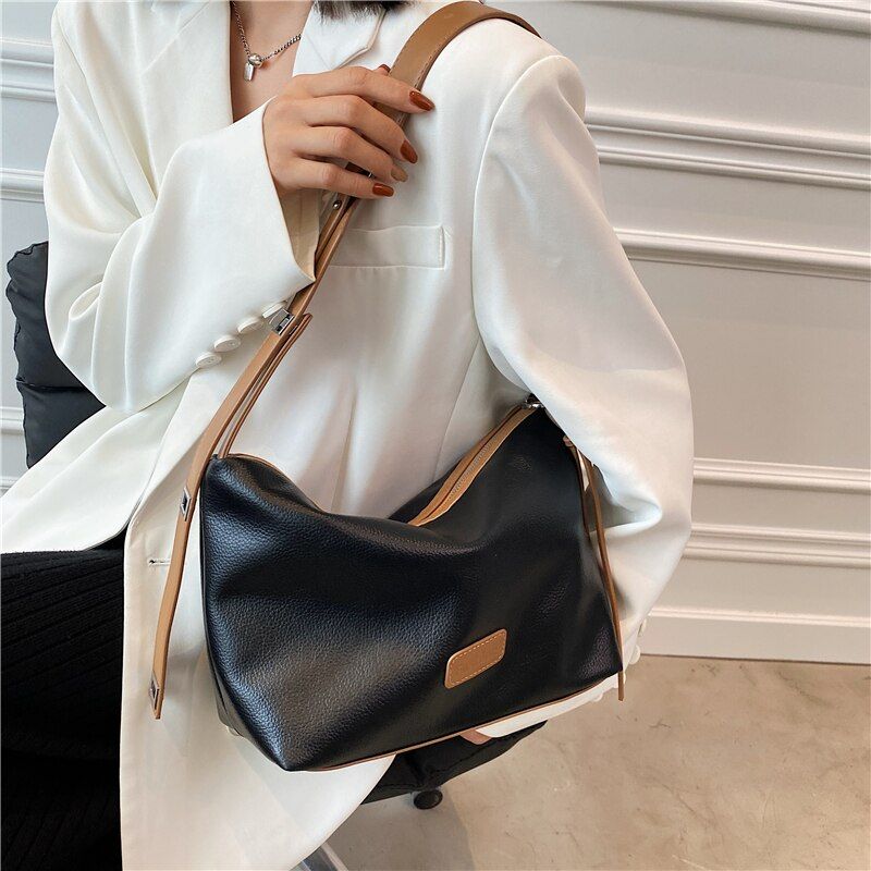 Vennus Dames Leren Designer Crossbody Handtas - Zwart
