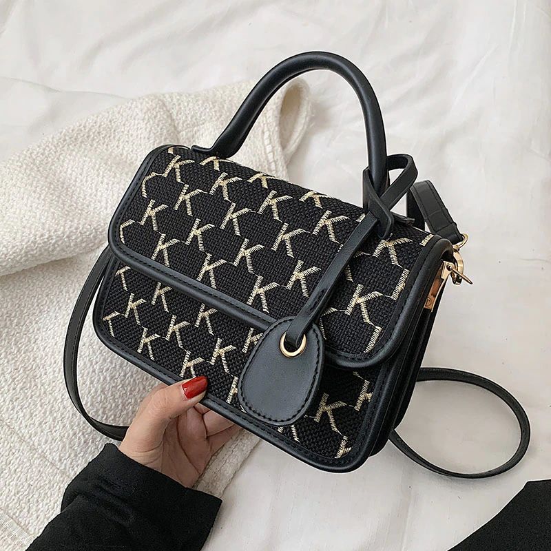 Vernon Dames Korte Handvat Crossbody Handtas - Wit met Khaki